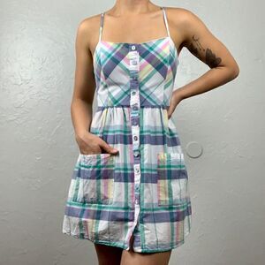 Forever 21 plaid smocked back skater dress size S